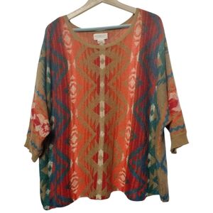 Denim & Supply Ralph Lauren Aztec Southwestern Boxy Oversized Ramie Sweater